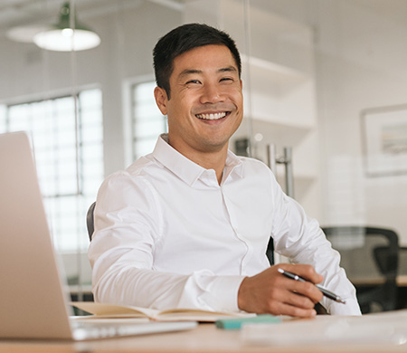 Smiling male office worker